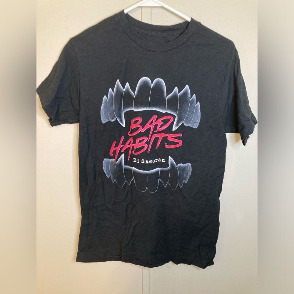 Ed Sheeran Bad Habits T-Shirt Black Slim Fit Unisex Size L